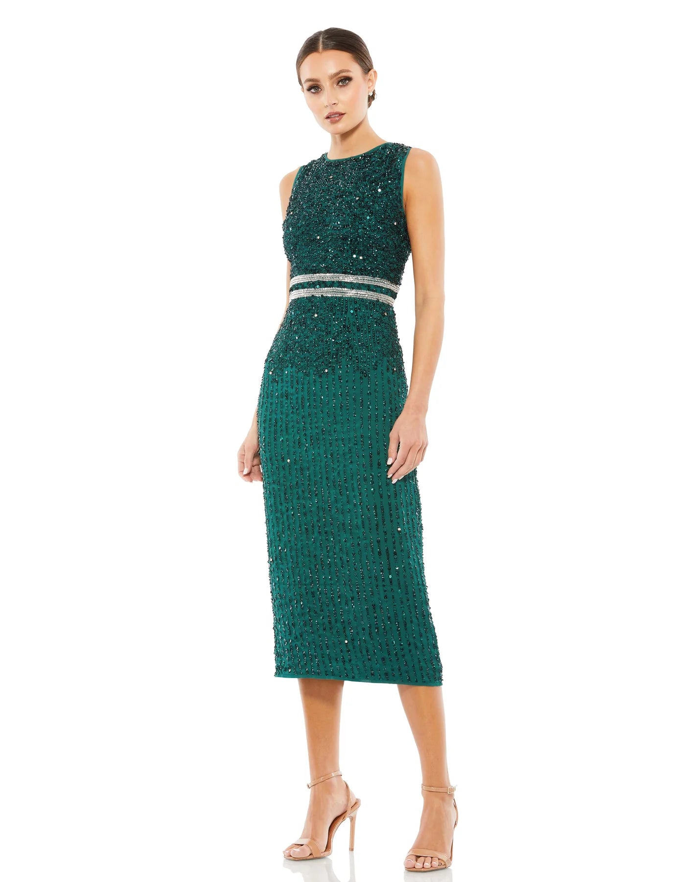 Hot Deal Mac Duggal Evening - A10509D Embellished Tea Length Dress