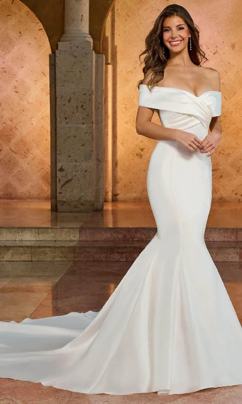 Reduced Prices Rachel Allan RB2180 - Pleated Off Shoulder Bridal Gown