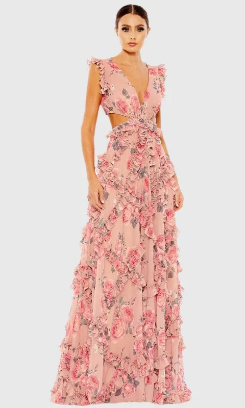 New Deals Mac Duggal 9152 - Floral Beaded Cap Sleeve Prom Gown