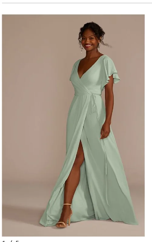 Low Prices David's Bridal Flutter Sleeve Wrap Dress