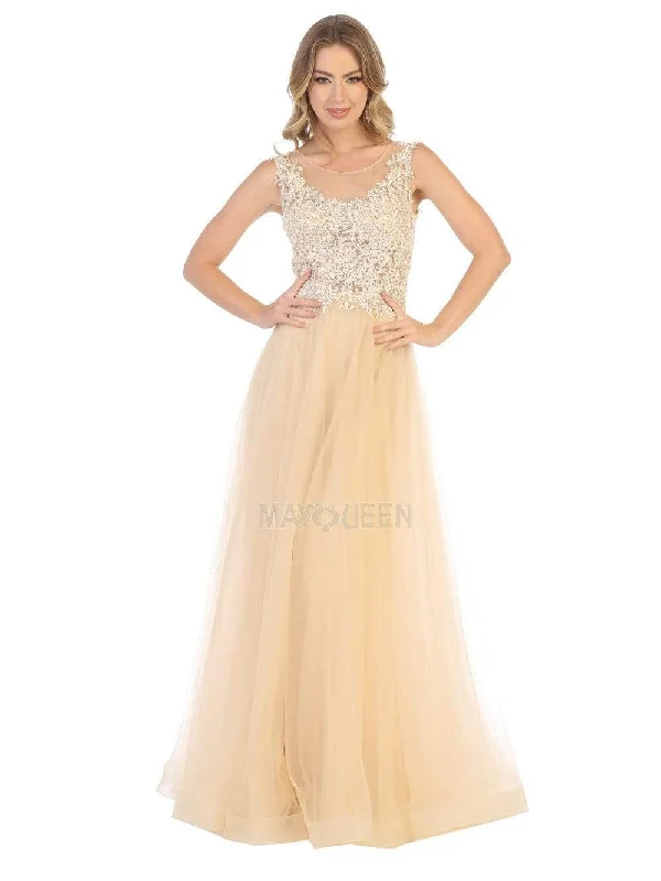 Final Markdown May Queen - MQ1716 Lace Appliqued Bodice Tulle Dress
