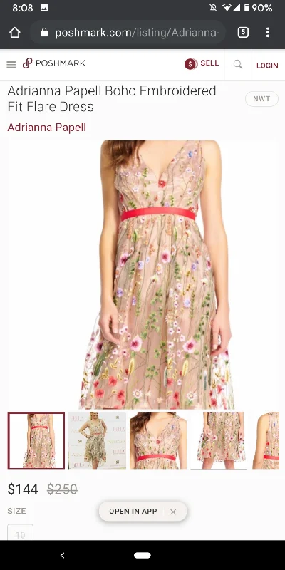 Price Smash Adrianna Papell Floral Embroidered Fit & Flare Dress