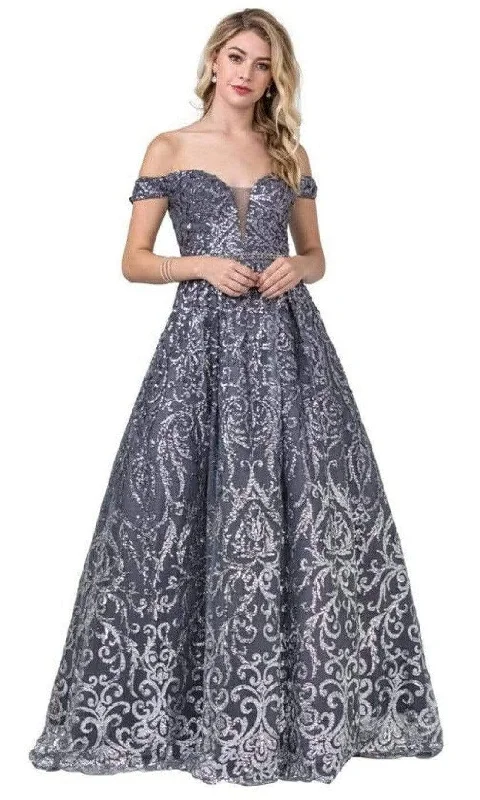 Major Savings Aspeed Design - L2414 Off Shoulder Sequin Embellished Dress