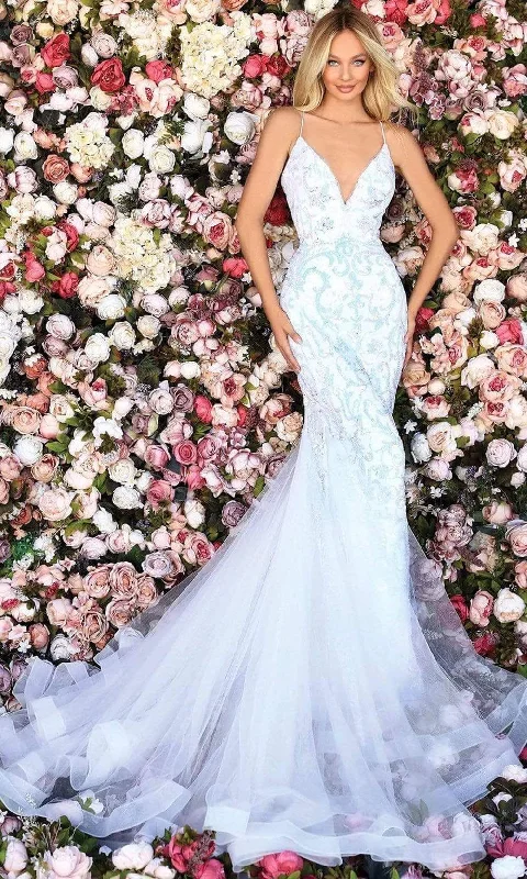 Crazy Deals Clarisse - 800227 Spaghetti Strap Sequined Mermaid Gown