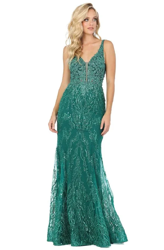 Super Bargain Dancing Queen - 2963 Embellished Deep V-neck Trumpet Dress
