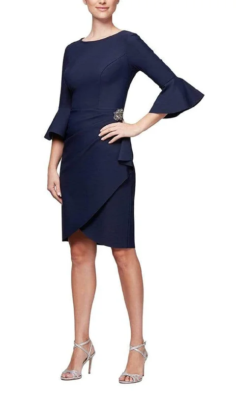 Discount Extravaganza Alex Evenings - 134183 Bell Sleeve Bateau Sheath Dress