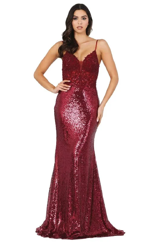 Exclusive Online Offer Dancing Queen - 4066 Sequin Embellished Deep V-neck Trumpet Dress
