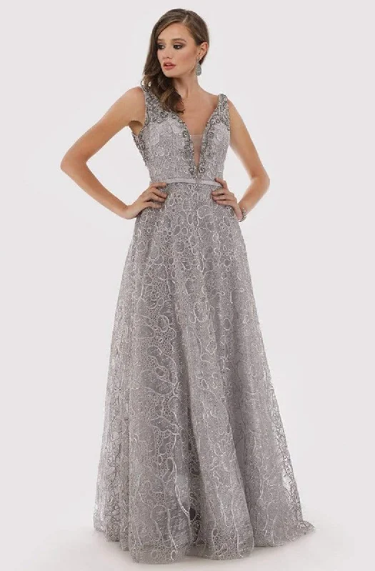 Final Markdown Lara Dresses - 29776 Lace Deep V-neck A-line Gown