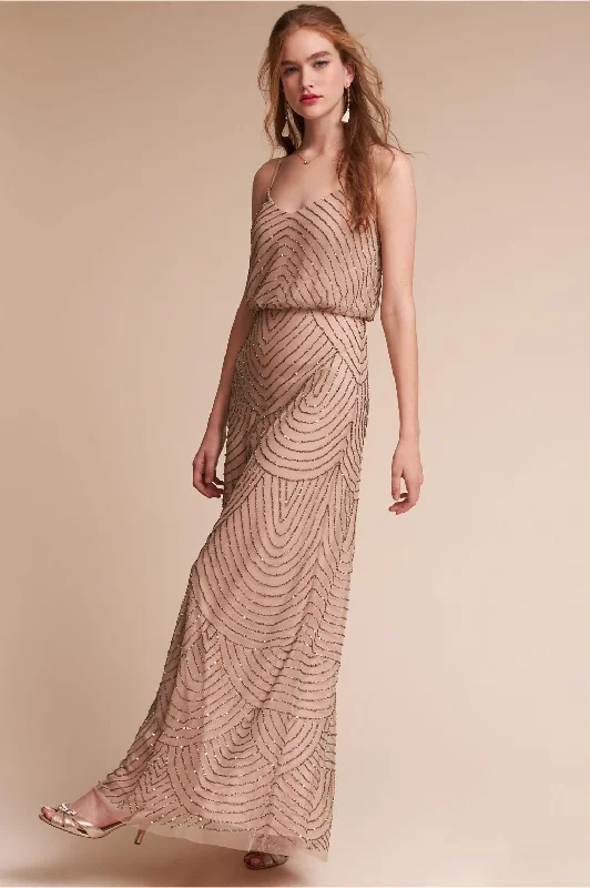 Limited Availability Adrianna Papell Art Deco Beaded Blouson Gown