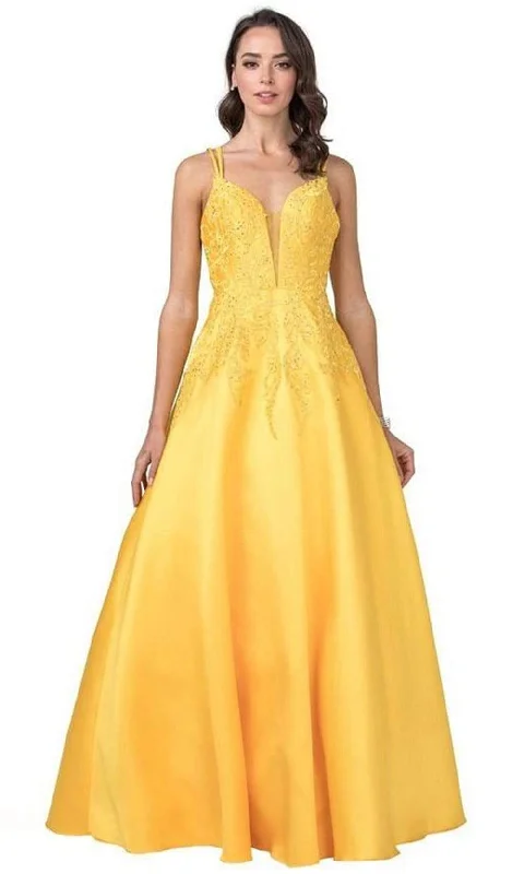 Flash Sale Aspeed Design - L2401 Embroidered Satin A-Line Dress
