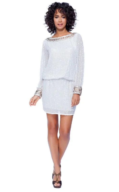 Super Bargain Shail K - Splendid Beaded Scoop Sheath Dress 1083