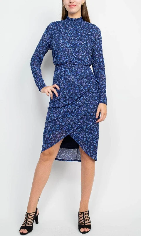 Incredible Offers Laundry HU05D50 - Long Sleeve Printed Formal Dress