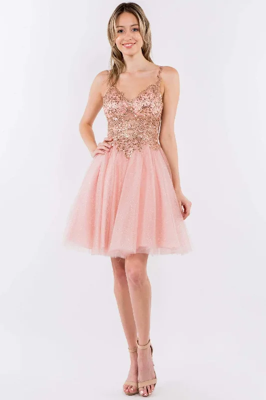 Year-End Clearance Elizabeth K - GS1967 Short Sequined A-Line Dress