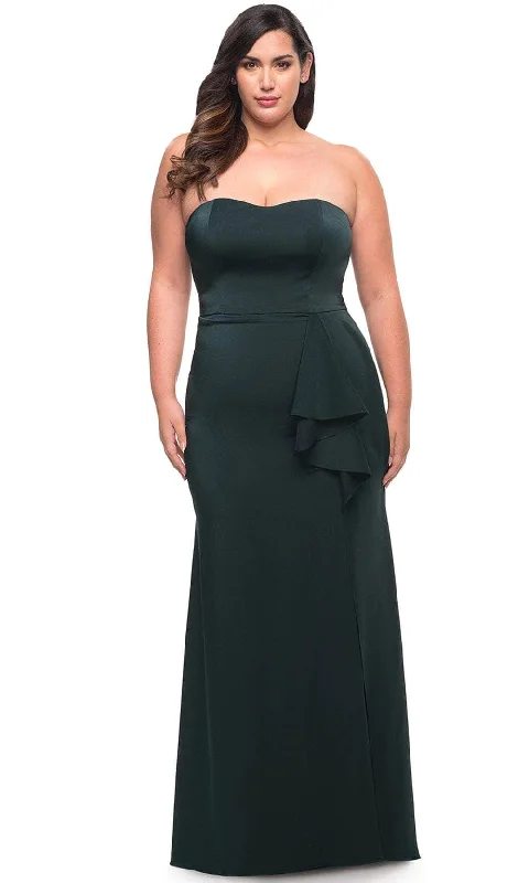 Exclusive Savings La Femme 29664 - Strapless Ruffled Slit Prom Gown