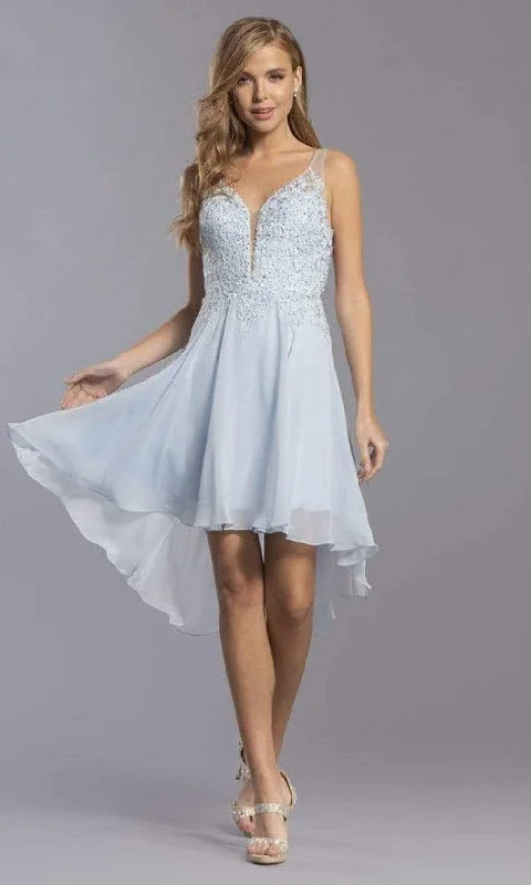 YEAR-End Sale Aspeed Design - S2336 V Neck Embroidered High Low Dress