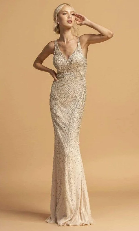 Best Deals Aspeed Design - L2228 Rhinestone Embellished Long Dress