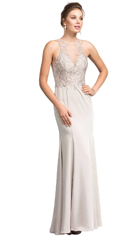 Price Rollback Aspeed Design - Elegant Illusion Halter Sheath Prom Dress