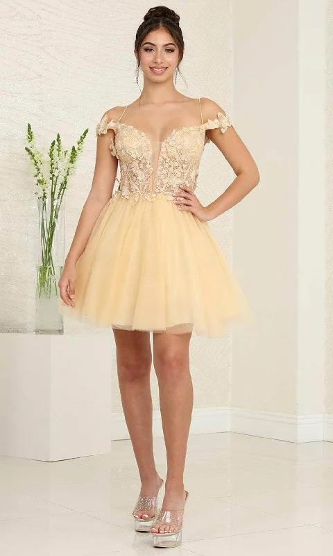 Now or Never May Queen MQ2090 - Plunging Off Shoulder Cocktail Dress