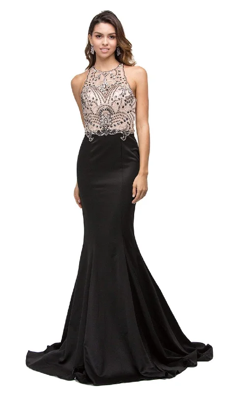 Buy Now Dancing Queen - 9706 Teardrop Back Cutout Beaded Ornate Prom Dress