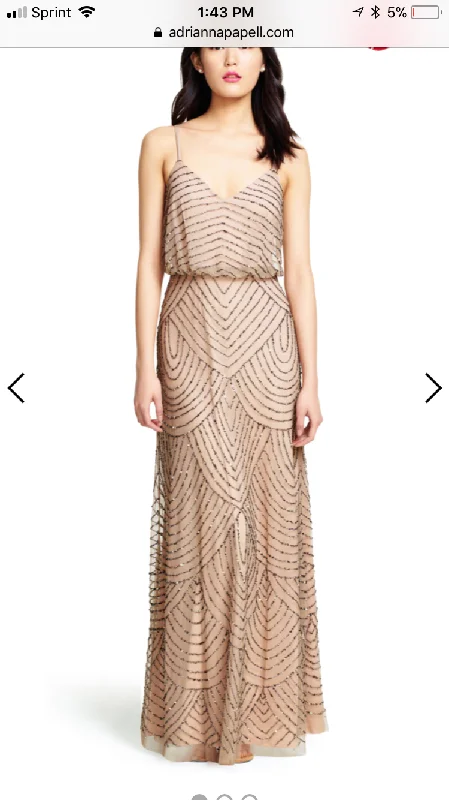 Stock Clearance Adrianna Papell Art Deco Beaded Blouson Gown 6petite