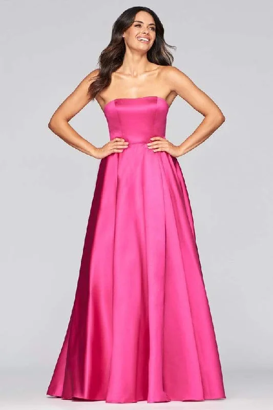Sale Event Faviana - S10439 Strapless Lace Up Back High Slit Dress