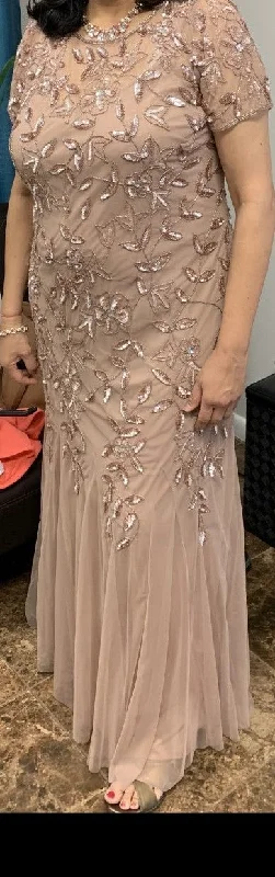 Sneak Peek Sale Adrianna Papell Floral Beaded Godet Gown with sheer short sleeve