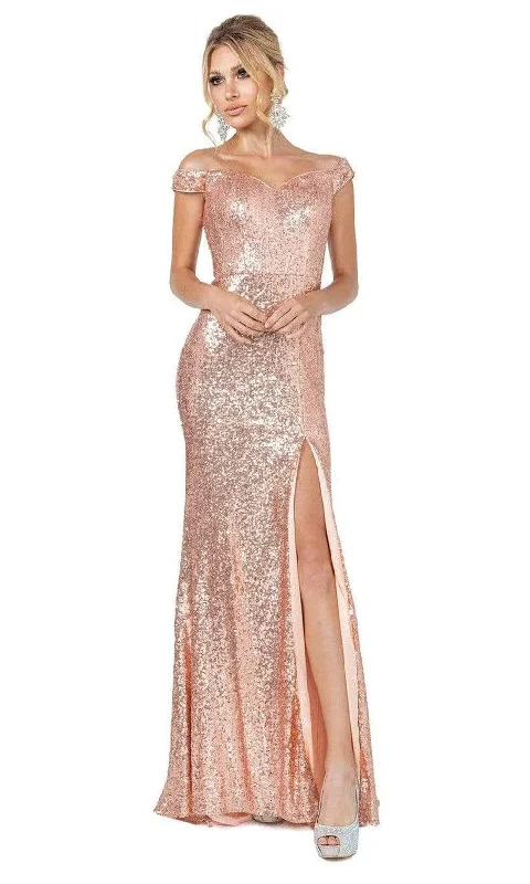Deal of the Week Dancing Queen - 4139 Off Shoulder Full Sequin Fitted Gown