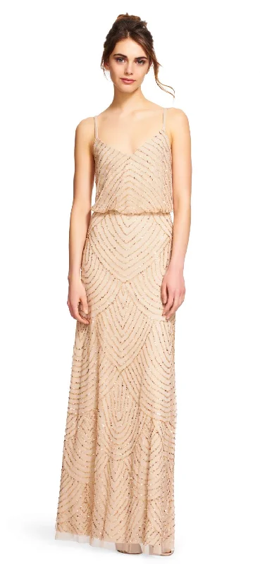 Crazy Deals Adrianna Papell Embellished Blouson Gown Champagne/Gold - 09186670
