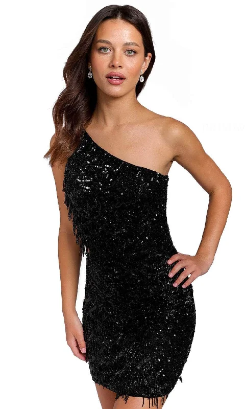 Buy Now Primavera Couture 3836 - Asymmetric Neck Cutout Cocktail Dress