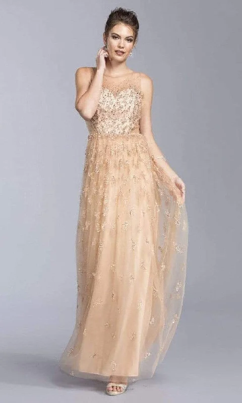 Price Slash Aspeed Design - L1996 Beaded Illusion Bateau Mesh Dress