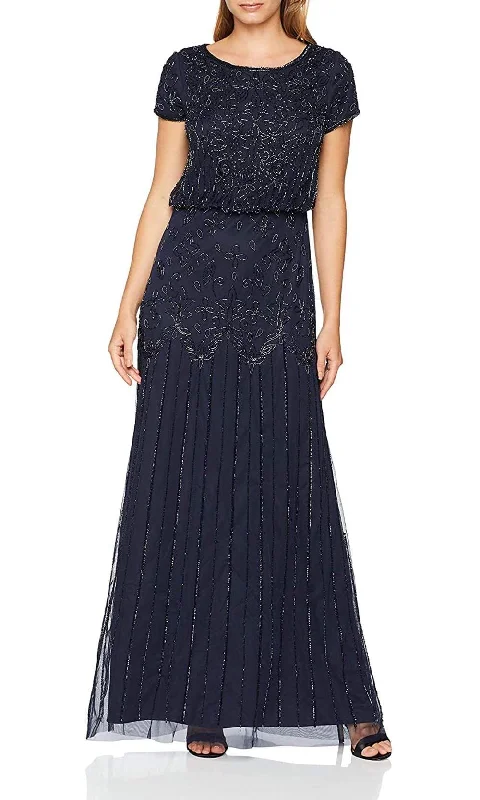 Stock Clearance Adrianna Papell - 191906600 Embellished Mesh Blouson Evening Dress