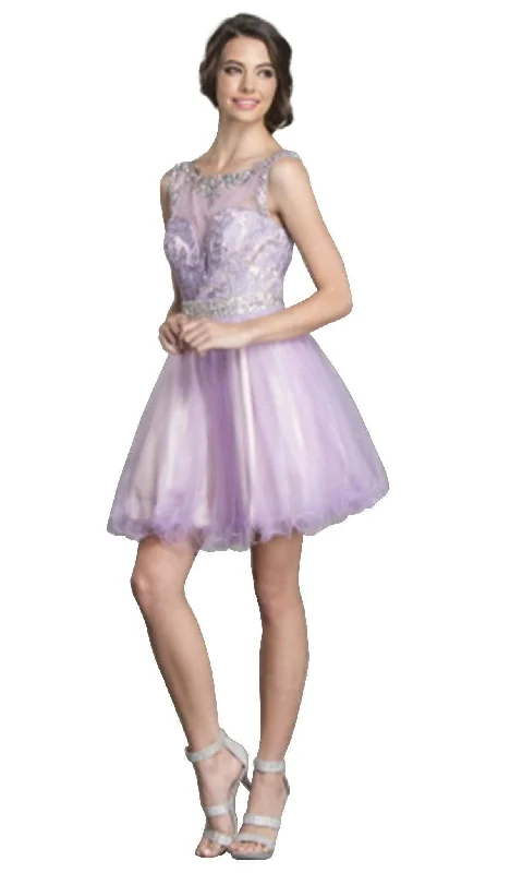 Best Deals Aspeed Design - Embellished Illusion Bateau Homecoming Dress