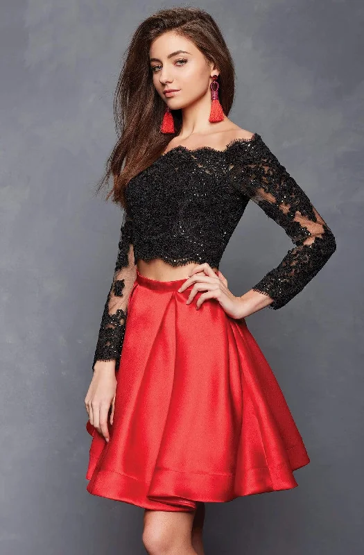 Overstock Clarisse - S3581 Two Piece Two Toned Lace Mikado A-line Dress