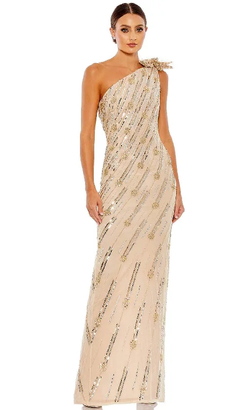 Low Prices Mac Duggal 93739 - Embellished Asymmetrical Neck Evening Gown
