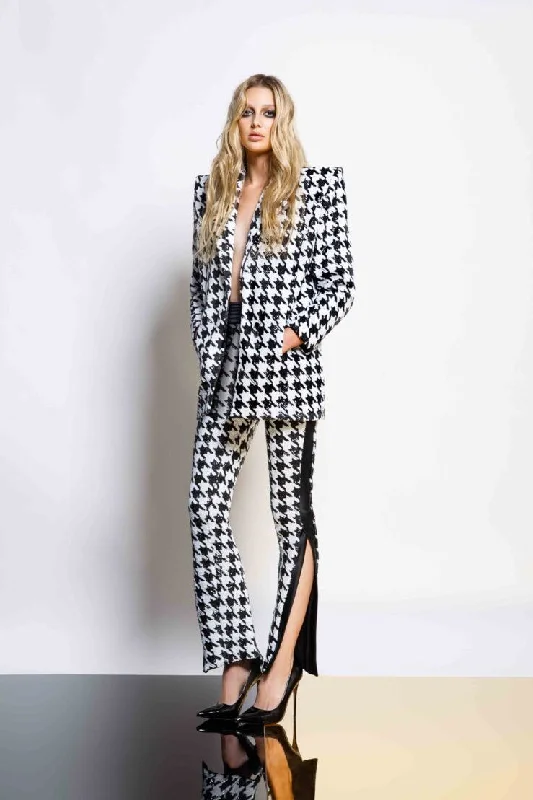 Take Advantage ZHIVAGO Sequin Houndstooth Statement Blazer