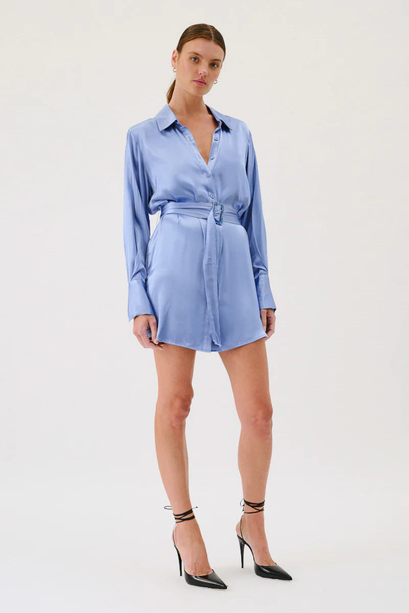 Special Price SUBOO MILLENIA MINI SHIRT DRESS - BLUE