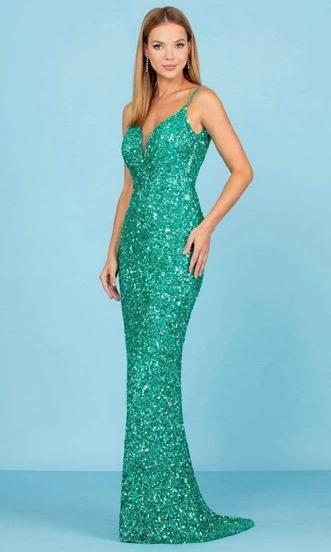 While Supplies Last SCALA - 60297 Plunging V-Neck Sheath Gown