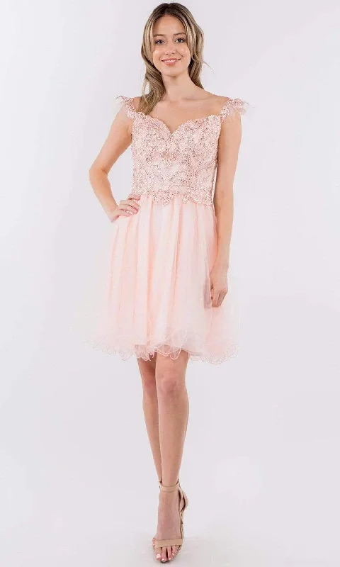 Steals and Deals Elizabeth K - GS1966 Flutter Strap Embroidered A-Line Dress