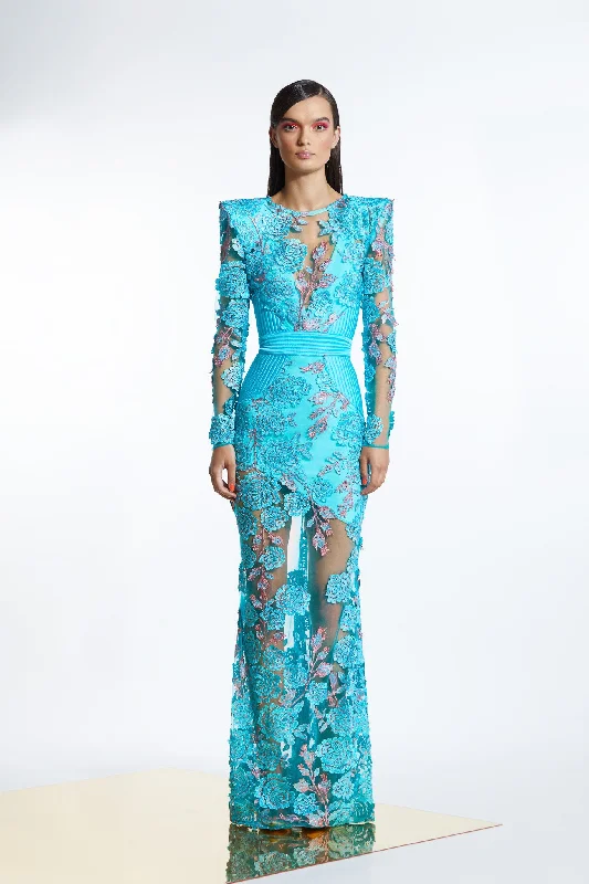 Price Reduction Zhivago Elegant Eve's Floral Lace Fantasy Gown