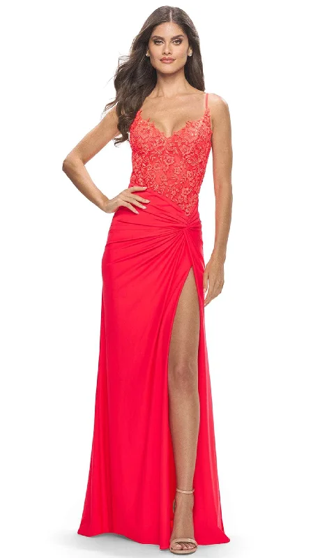 Extra Savings La Femme 31447 - Lace Applique Corset Bodice Long Prom Dress