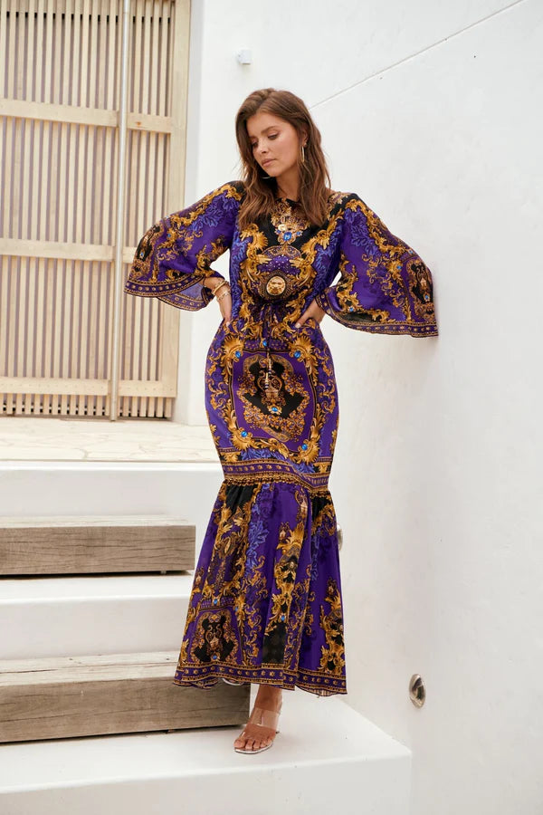 Clearance Event Czarina Regal Nights Crystal-Embellished Midnight Blue Maxi Dress