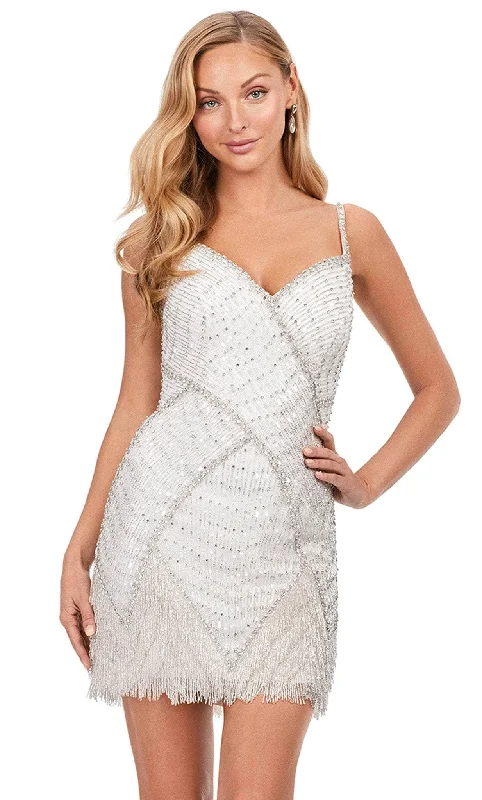Special Buy Ashley Lauren 4593 - Sweetheart Fringe Short Dress