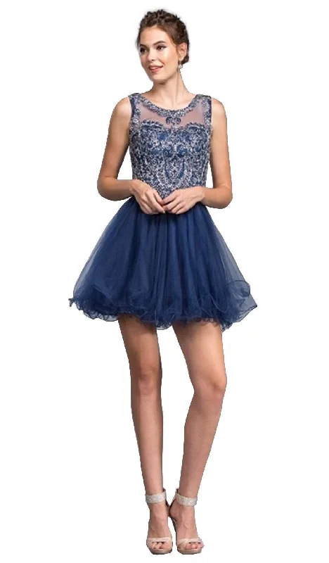 Exclusive Offers Aspeed Design - Beaded Illusion Jewel Homecoming A-line Dress