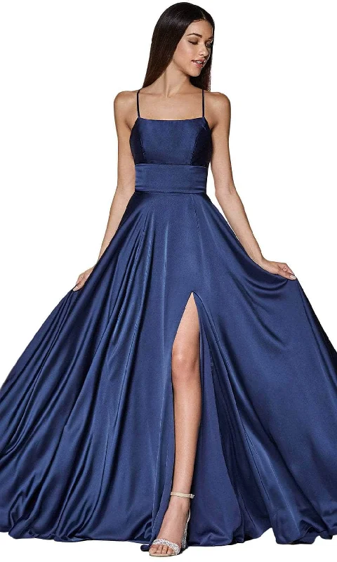 Special Discount Cinderella Divine - CJ527 Long Crisscross Back Satin A-Line Dress