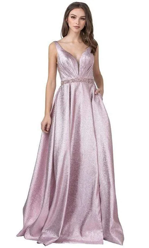 Seasonal Sale Aspeed Design - L2430 Pleated Metallic A-Line Dress