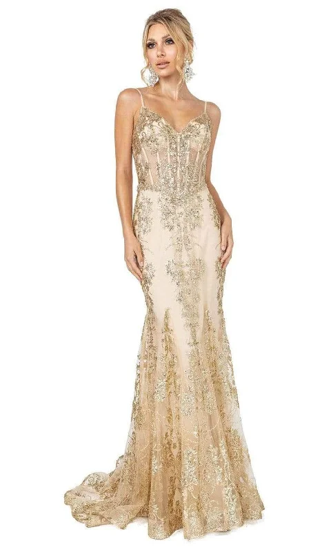 Amazing Deals Dancing Queen - 4118 Sheer Corset Bodice Embellished Simple Prom Gown