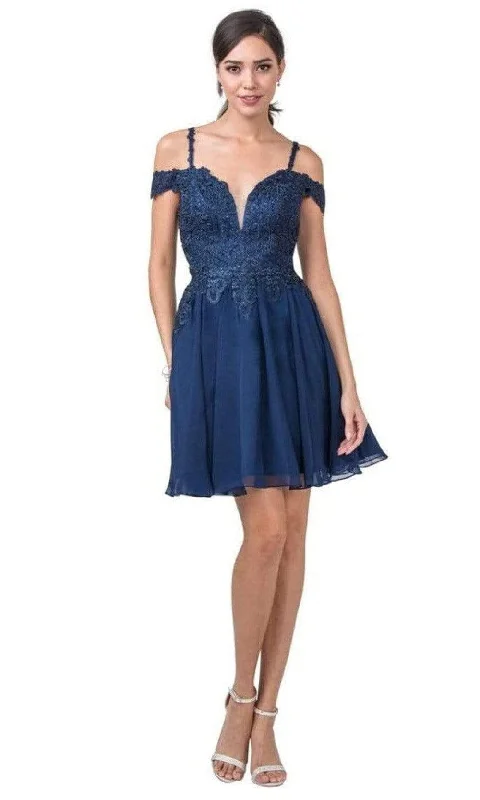 Huge Savings Aspeed Design - S2305 Cold Shoulder Embroidered Short Dress