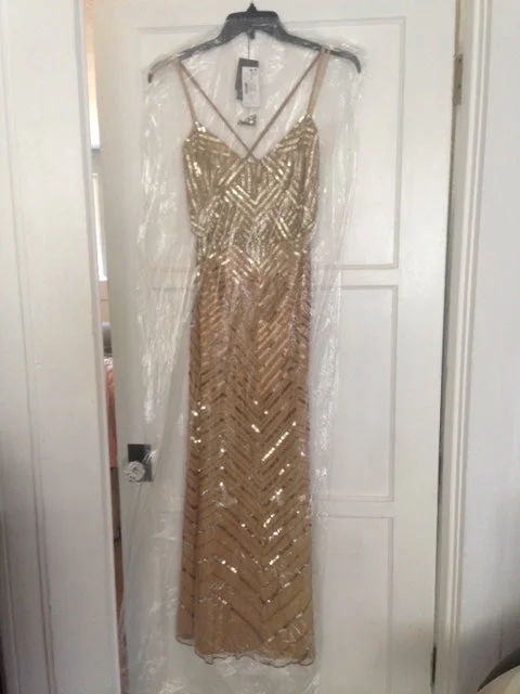 Deal Frenzy Adrianna Papell chevron beaded blouson gown Style# 09186916