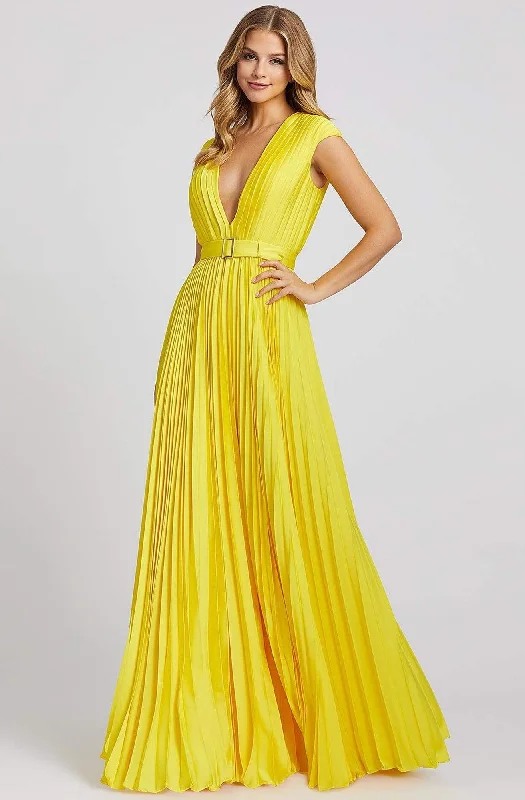 Final Clearance Ieena Duggal - 26285I Deep V Neck Pleated Flowy Junior Prom Gown