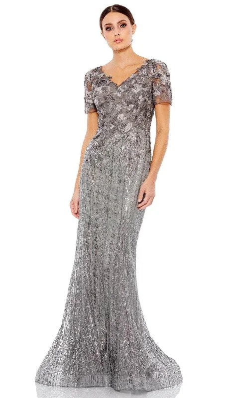 Discount Mania Mac Duggal 20282 - V-Neck Embroidered Evening Gown